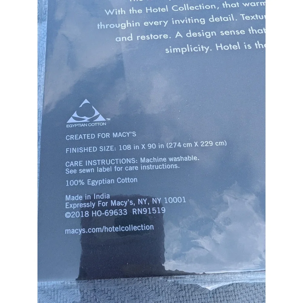 Hotel Collection Egyptian Cotton Blanket King Mist Herringbone 100% Cotton